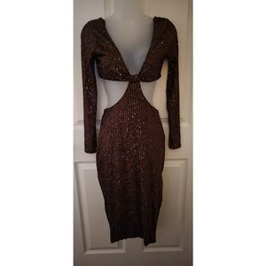 Cutout Sequin Midi Dress